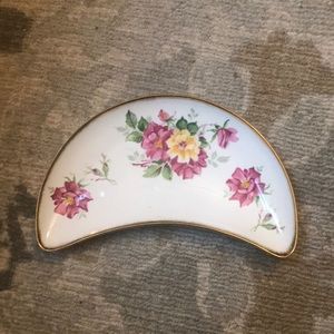 English Royal ARDALT Bone China Floral Kidney Plate Crescent Trinket Dish